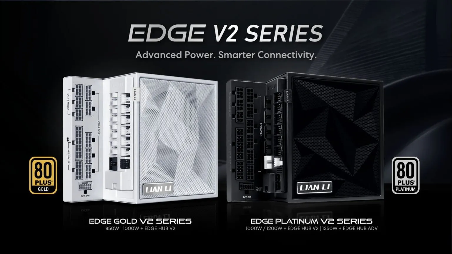 A Lian Li bemutatta az L alakú Edge V2 tápegységeket frissített USB hubokkal