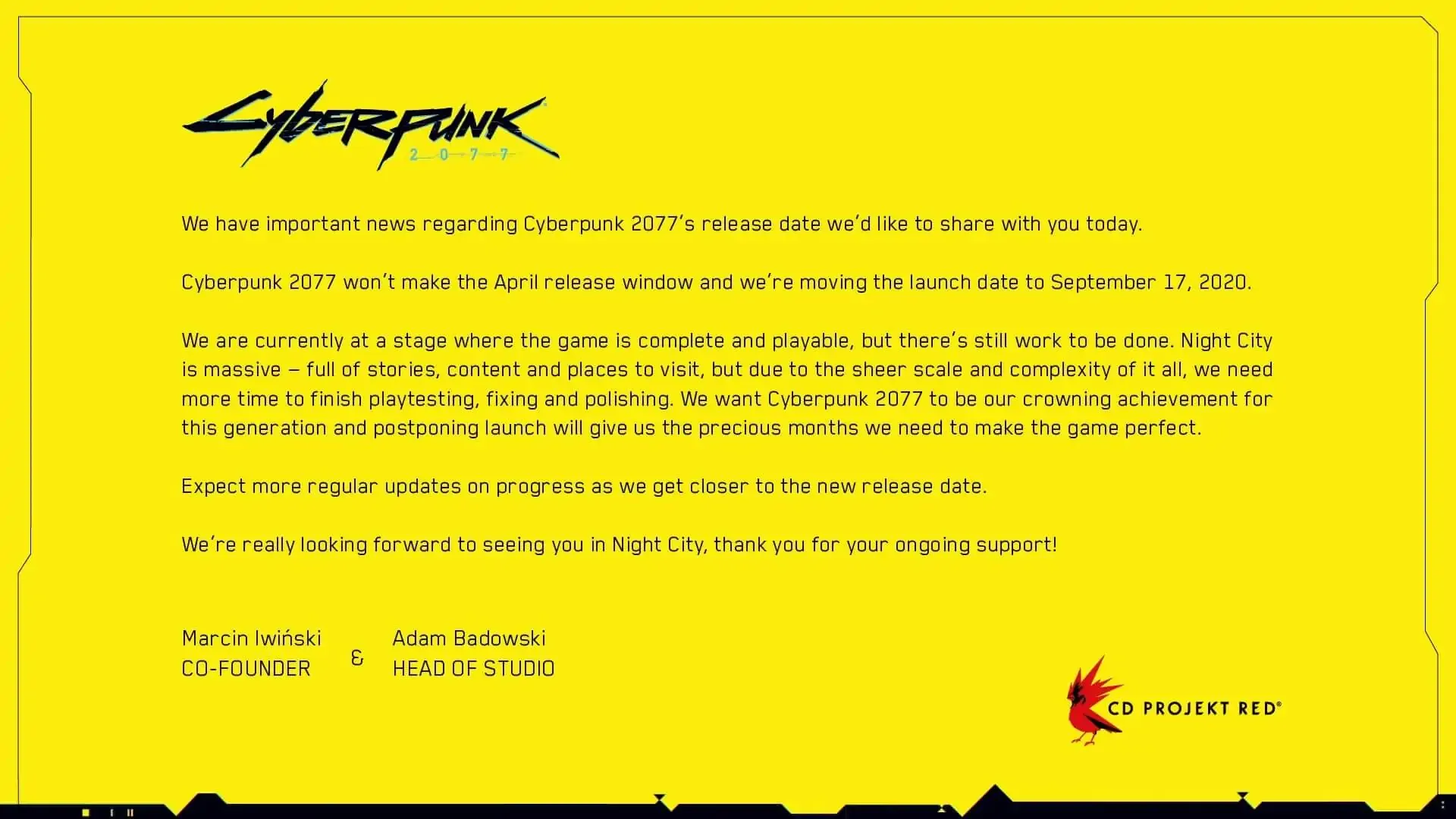 Cyberpunk 2077 elhalasztják