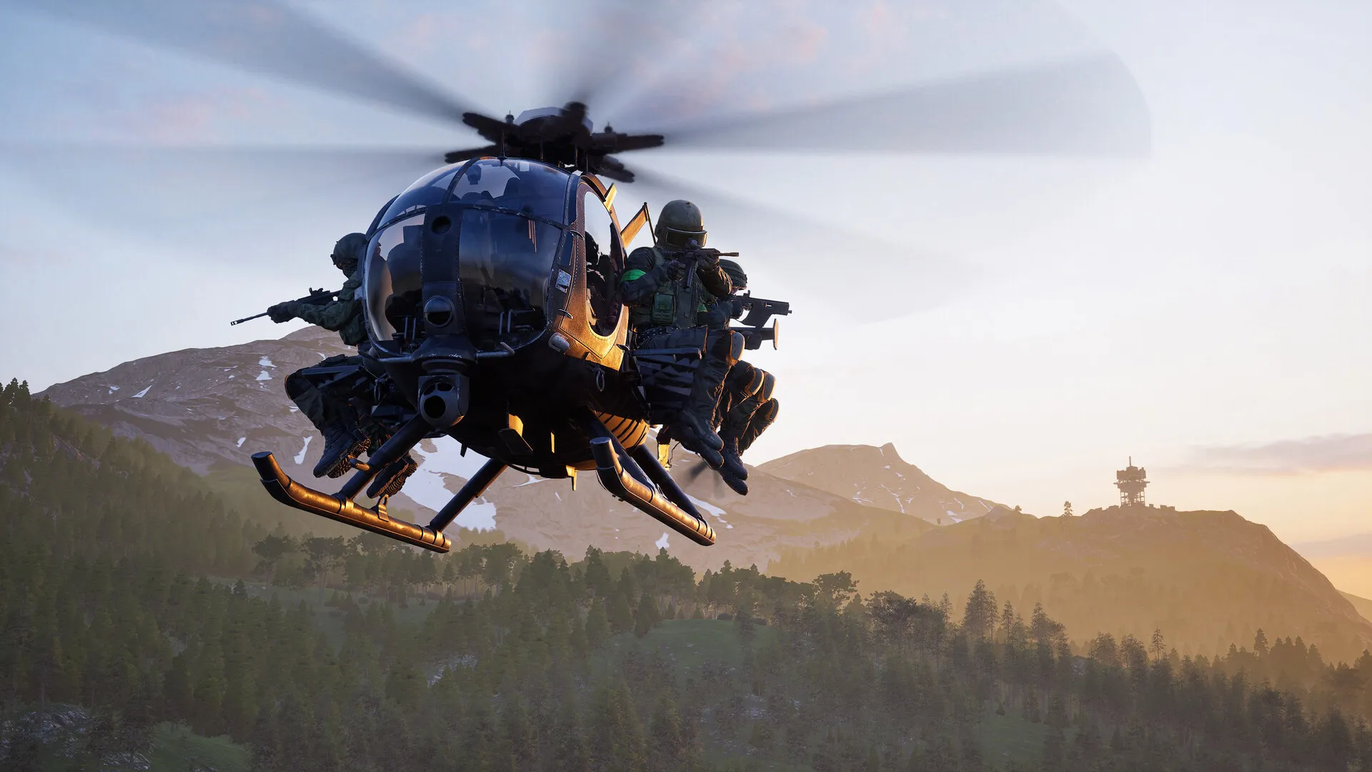 WARDOGS: katonákat szállító helikopter erdős hegyek fölött (Steam-képernyőkép)
