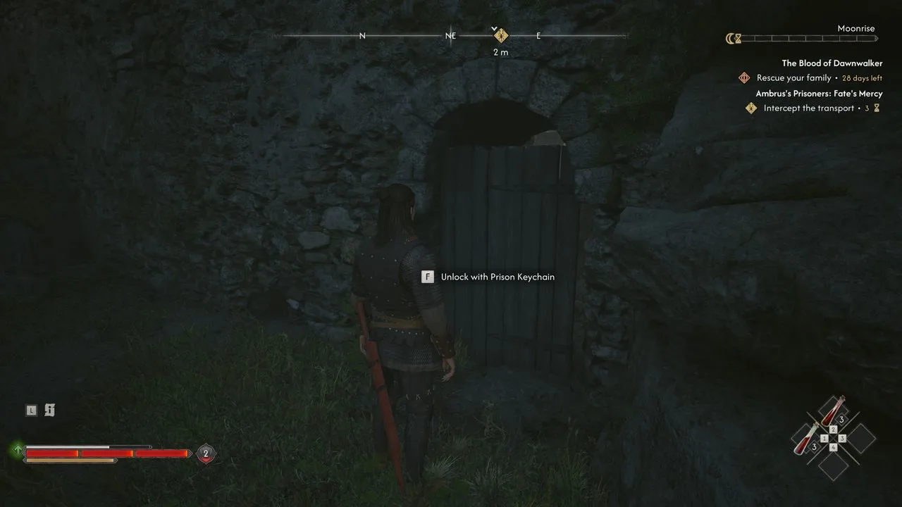 Coen éjjel a Stoneward Post hátsó ajtaja előtt, amit a Prison Keyringgel nyithat ki