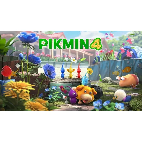 Pikmin 4 jelenete sok színes pikmivel egy virágos kertben